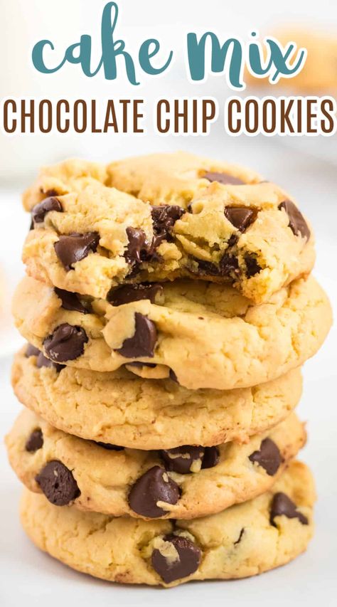 Yellow Cake Mix Cookies, Cake Mix Chocolate Chip Cookies, Yellow Cake Mix Recipes, Cake Mix Cookie, Cake Mix Cookie Bars, Recipes Using Cake Mix, Boxed Cake Mixes Recipes, Cake Mix Desserts, Cake Mix Cookie Recipes