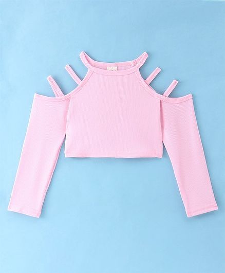 Kookie Kids Cold Shoulder Solid Color Crop Top - Light Pink Online in India, Buy at Best Price from FirstCry.com - 17868661 Crop Top For Kids, Pattu Pavada, Crop Tops For Kids, Mom Health, Colorful Crop Tops, 6th Birthday Parties, Birthday List, Crop Top Outfits, 6th Birthday