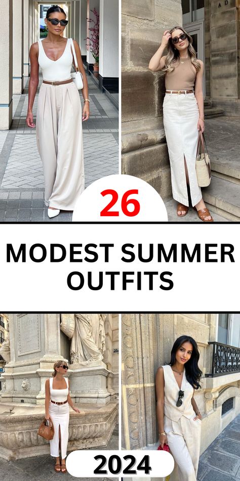 Elevate Your Summer Wardrobe with 26 Chic Modest Outfits for 2024 - Your Guide to Style and Fashion - Fashoria.com Casual Modest Summer Outfits, Hijabi Women, Trendy Dresses Summer, Summer Outfits 2024, Modest Summer, Modest Summer Outfits, Casual Trends, Stylish Summer Outfits, Muslim Dress