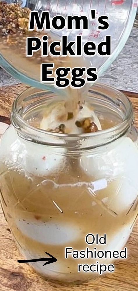 Add a tangy twist to your snack game with Mom's Pickled Eggs recipe! Hard-boiled eggs steeped in a flavorful brine of vinegar, spices, and herbs for a satisfyingly zesty treat. Perfect for picnics, party platters, or a quick protein-packed snack. Pickled eggs are simple to make and bursting with flavor. Old Fashioned Pickled Eggs Recipe, Pickeled Eggs, Pickle Eggs, Best Pickled Eggs, Egg In Vinegar, Pickled Eggs Recipe, Brine Recipe, Pickled Eggs, Protein Packed Snacks