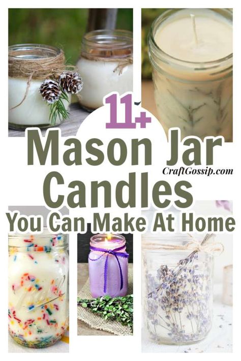 Creative Candle Jars, Homemade Candle Container Ideas, Scented Mason Jar Candles Diy, Candle Jar Crafts Diy, Decorating Mason Jars Ideas, Decorated Candle Jars, Jar Candles Ideas, Candle Glass Jar Ideas, Homemade Mason Jar Candles