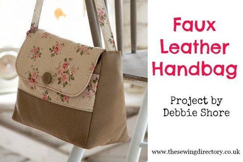 Sew a faux leather handbag with this exclusive project from Debbie Shore Sewing Handbags, Debbie Shore, Bags Patterns, Bags Pattern, Bag Pattern Free, Sewing Bags, Exclusive Bag, Faux Leather Handbag, Sewing Purses