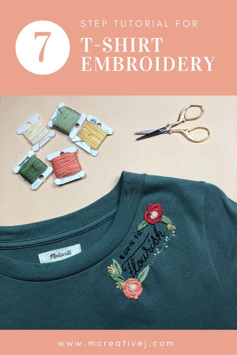 Hand Stitching On Clothes, Embroidery Patterns For T Shirts, How To Hand Embroider A Tshirt, Embroidery Backing Shirt, Things To Embroider And Sell, Backing Embroidery On Clothes, How To Embellish A Tshirt, What Can You Embroider On, Embroider Words On Clothes