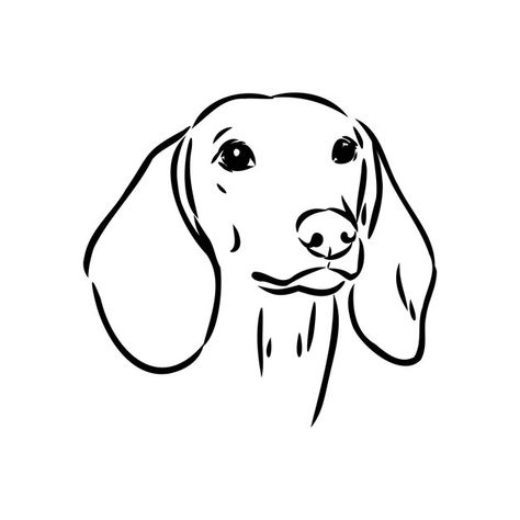 Daschund Lineart, Simple Dachshund Drawing, Weiner Dog Doodle, Sausage Dog Line Drawing, Dashund Dogs Drawing, Dachshund Line Art, Dachshund Drawing Easy, Dachshund Stencil, Dachshund Art Illustration