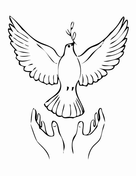 Dove Coloring Pages - Best Coloring Pages For Kids Dove Outline, Dove Drawing, Bird Coloring Pages, Celtic Tattoos, Peace Dove, Skull Tattoos, Lion Tattoo, Bird Drawings, Animal Coloring Pages