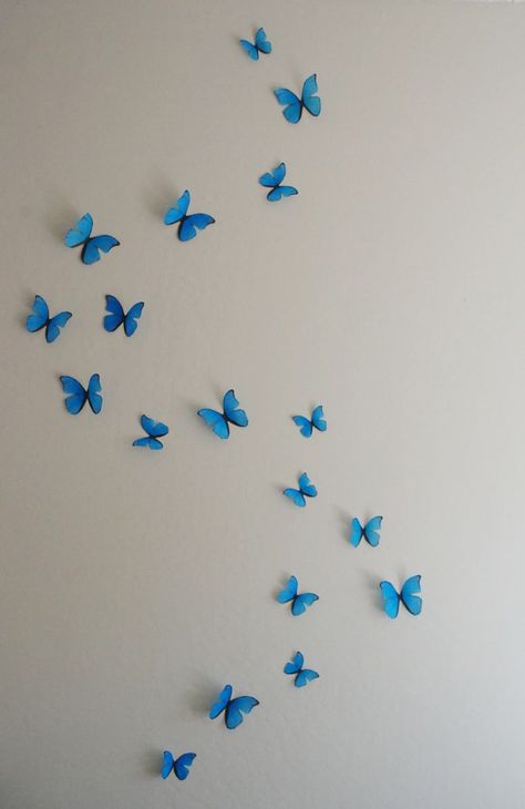 Buy 3D Cyan Wall Butterflies Set of 20 Online in India - Etsy Living Room, Butterflies, Purple, Origami, Bonito, Wall Butterflies, Butterfly Wall, Baby Mobile, Home Decor Decals