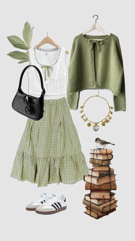 💚🍀🌿📚 #green #outfitinspo #vintage #fashioncollage Japan Outfits, Lookbook Outfits, I Said, Cute Fashion, Everyday Outfits, Aesthetic Clothes, Pretty Outfits, Fashion Inspo Outfits, What To Wear