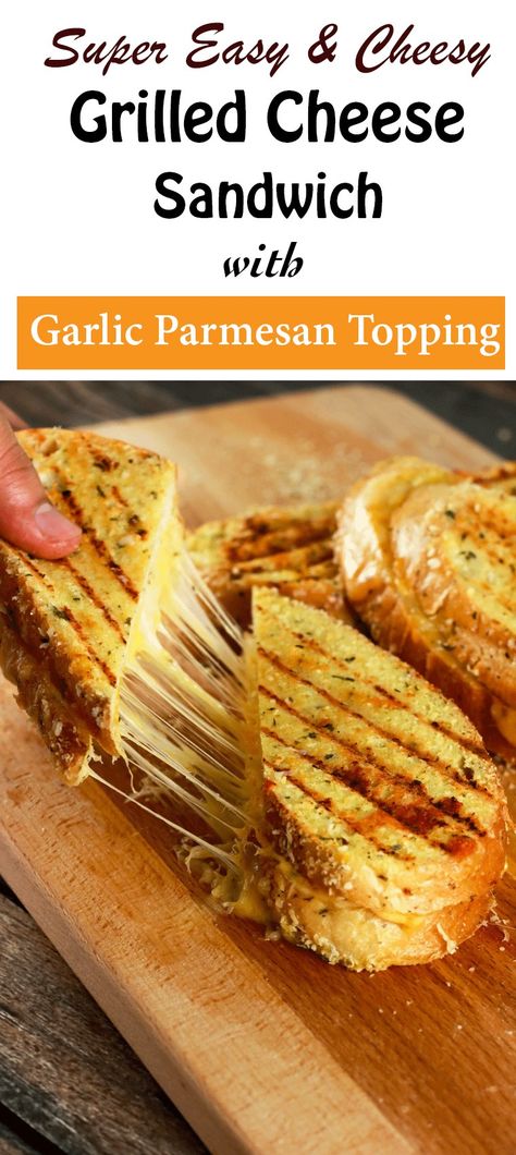 Grilled Cheese Sandwich with Garlic Parmesan Topping - This grilled cheese sandwich is going to quickly become your absolute favorite! It's SUPER easy to make and the topping stores really well! Prepare the topping ahead of time and whip this up in 5 minutes! The kids are going to LOVE this! | ScrambledChefs.com Gourmet Grilled Cheese, Grilled Cheese Recipes, Grilled Sandwich, Burgers Sandwiches, Cheese Sandwich, Grilled Cheese Sandwich, Soup And Sandwich, Garlic Parmesan, Cheese Sandwiches