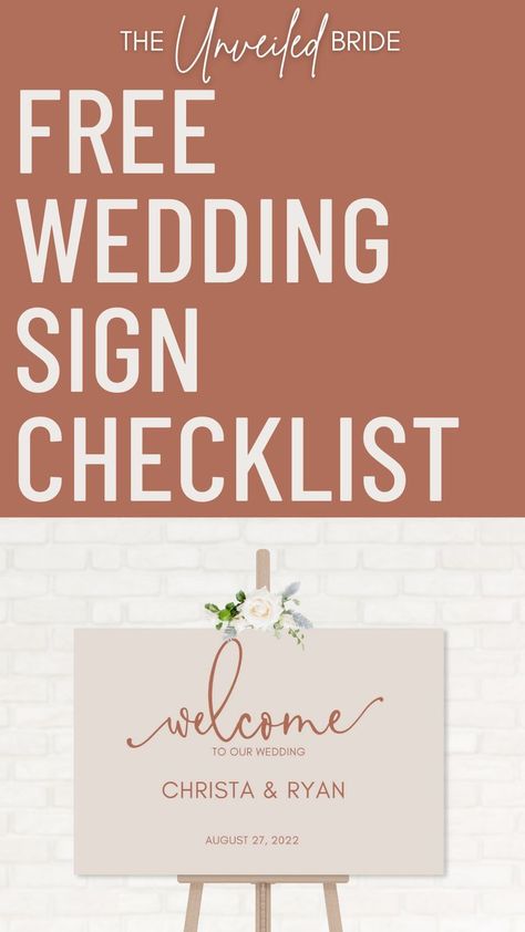 Download my free checklist to make sure you have all of your wedding signs covered! There are 27 different types of wedding signs that you can do for your wedding - welcome signs, seating charts, gift table, favor signs, menus, and the list goes on. Reception Checklist, Boho Wedding Welcome Sign, Wedding Table Signage, Wedding Welcome Table, Wedding Reception Signage, Modern Boho Wedding, Wedding Favours Sign, Wedding Ceremony Signs, Wedding Reception Signs