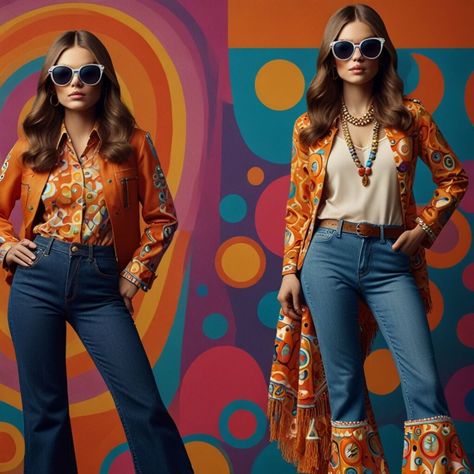 Groovy Revival: The Timeless Appeal of 70s Fashion » Styling Outfits Retro Revival Outfits, 70s Flare Jeans Outfit, 70’s Party Outfit, 70s Themed Outfits, 70s Style Outfits, 60s Outfits, Flare Jeans Outfit, Styling Outfits, 70s Denim