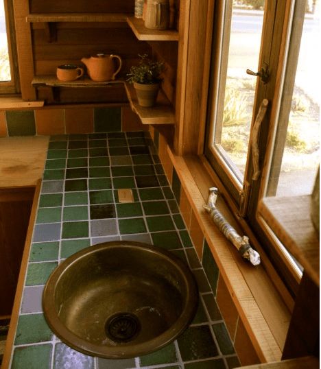 Tiles Tiny House Swoon, House Green, Building A Tiny House, Small Woodworking Projects, Tiny House Kitchen, House Photography, Green Interior, Hand Crafts, Tiny House Movement