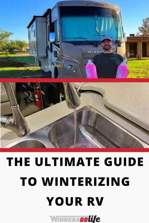 Looking for an RV Winterizing Guide? Here are helpful tips with a detailed step-by-step guide on how to prepare your RV for winter. Don't lock away your RV for winter without doing these important things first! Prevent a frozen line or other expensive repairs that can be costly with these preventative processes that every RV owner should know. Plus how to winterize some common RV appliances and tips for storing your RV for the winter safely. Find winter RV solutions here. How To Winterize Your Rv, Rv Winterizing Checklist, Winterizing Rv Travel Trailers, Sandwich Maker Ideas, Winterize Rv, Winterize Camper, Rv Winterizing, Rv Appliances, Coachmen Rv