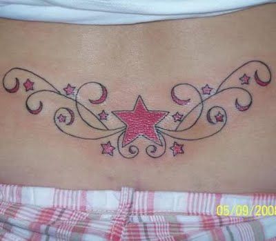 star tramp stamp Bodypainting, Tattoos On Lower Back, Star Tramp Stamp, A Star Tattoo, Tattoo Lower Back, Lower Back Tattoo Designs, Tramp Stamp Tattoos, Aztec Tattoos, Girl Back Tattoos