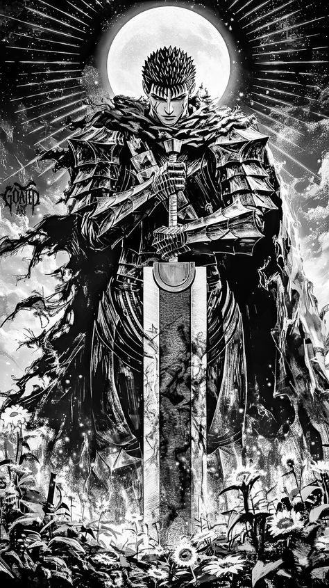 Zoom IN/OUT if you're from iOS device! 🌙 Guts B&W (Concept Art) from Berserk by Kentaro Miura 😔🗡️ Trying out this spooky new black and white manga style. It turned out to be freaking awesome, the black and white contrasts and matches with gut's theme so well! I hope you guys enjoyed this batch, be sure to watch this perfect masterpiece from beginning to end! 🌙⛩️ ▫️𝑳𝒊𝒌𝒆, 𝑺𝒉𝒂𝒓𝒆 & 𝑺𝒂𝒗𝒆! 🔥 ▫️𝑭𝒐𝒍𝒍𝒐𝒘 @goated.aiart 𝒇𝒐𝒓 𝒎𝒐𝒓𝒆! 🔥 #art #aiart #artwork #artistic #instaart #artgallery #fineart #anime ... Berserk Tattoo, Berserk Anime 1997, Berserk Anime, Guts Berserk, Berserk Guts, Kentaro Miura, Artwork Wallpaper, Disegni Artistici, Freaking Awesome