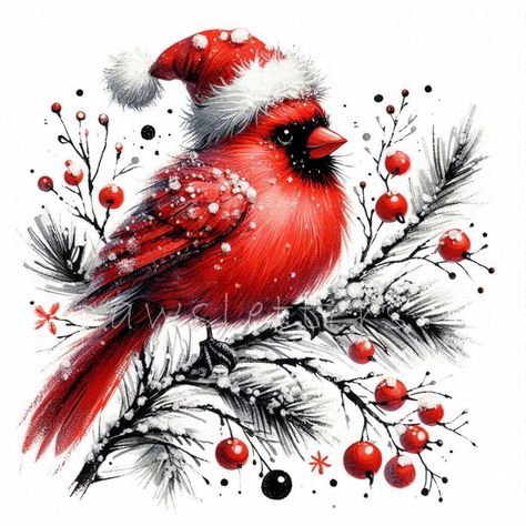 Christmas Rooster Painting, My Pins Saved Boards Art, Almost Christmas, Red Cardinal Drawing, Cute Christmas Pics, Beautiful Winter Scenes Christmas, Beautiful Bird, Cardinal Christmas, Cute Bird