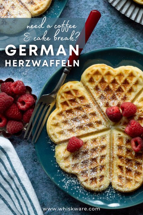 German Waffles, Heart Waffles, Waffle Irons, Perfect Pancakes, German Style, Heart Food, Afternoon Snack, Waffle Iron, Waffle Recipes