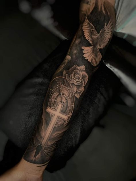 Greek God Forearm Tattoo Men, Christian Full Sleeve Tattoo, Religious Forearm Tattoo, Arm Sleeve Tattoo Men, Full Arm Sleeve Tattoo Men, Sleeve Tattoos Mens Arm, Jesus Forearm Tattoo, Sleeve Tattoo Men, Full Arm Sleeve Tattoo