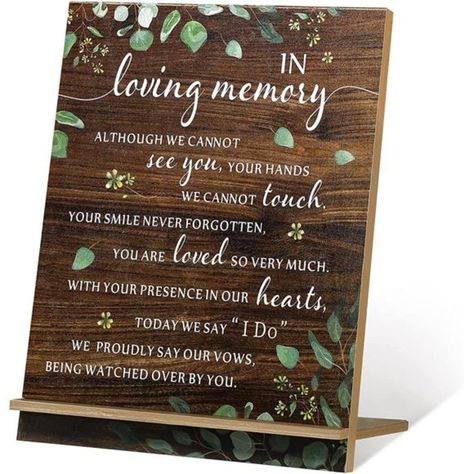 What You Can Get: You Will Receive A Wedding Reception Sign Uses Classic Wood And Printed With Warm Words, It Is A Good Way To Express Your Thoughts About Your Deceased Loved Ones, Even When They're Not Around, The Love Is Always There Offering You A Long Time Use: The Heaven Wedding Sign Is Made Of Quality Wood, Reliable And Strong, Not Easy To Break, Meanwhile The Printed Sentences Are Not Easy To Fade, Providing You With A Long Period Use Detailed Size: These Wedding Heaven Signs Measure Abou Memorial Table Sign, Memory Wedding Sign, In Loving Memory Wedding, Loving Memory Wedding, Memorial Table, Memory Wedding, Wedding Memorial Sign, Wedding Photo Booth Props, Sign For Wedding