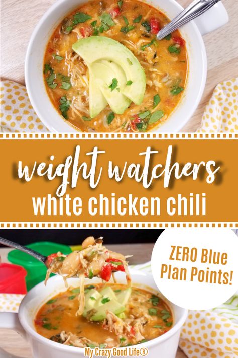 Chili White Chicken, Weight Watchers Chicken Chili, Weight Watchers White Chicken Chili, Healthy White Chicken Chili, Healthy Chicken Chili, White Chicken Chili Recipe Crockpot, Chili White, Creamy Chicken Chili, White Chicken Chili Healthy