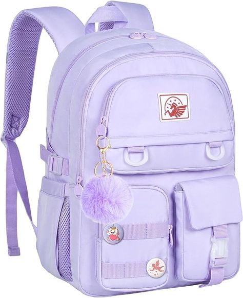 Amazon.com | Laptop Backpack for Girls, Women College School Bookbag, 15.6" Cute Aesthetic Computer Water Resistant Anti Theft School Bags for Teens Girls Students - Purple | Kids' Backpacks School Bag Design, School Bags For Girls Student, Best School Bags, Purple School Bag, Cute School Bag, Girls Backpack, Cute Bags For School, College Bags For Girls Student, Aesthetic Bags For School