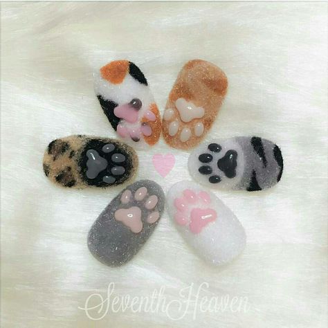 Cat Nail Designs, Paw Nails, Cat Nail Art, Animal Nails, Really Cute Nails, Cat Nails, Nail Swag, Kawaii Nails, Cute Nail Art