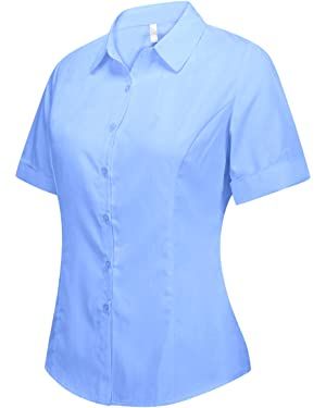 Corporate Shirts For Women, Cute Blue Collared Shirt, Corporate Clothes, Short Sleeve Shirt Outfit, Blue Work Shirt, Afro Styles, Womens Work Shirt, Corporate Shirts, Female Shirt