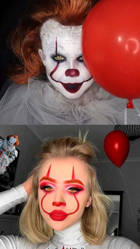 Creepy Halloween Makeup Ideas, Pennywise Makeup, Halloween Pennywise, Best Halloween Makeup, Teknik Makeup, Halloween Makeup Clown, Halloweenský Makeup, Holloween Makeup, Creepy Halloween Makeup