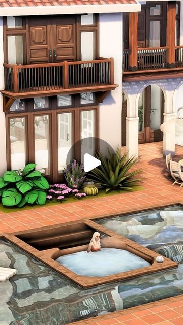 The Sims 4 Pool Ideas, Sims 4 Hot Tub Cc, Sims 4 Rich House, Pool Sims 4, Sims 4 Pool Ideas, Sims Pool, Sims 4 Backyard Ideas, Sims 4 Pool, Sims 4 Spa