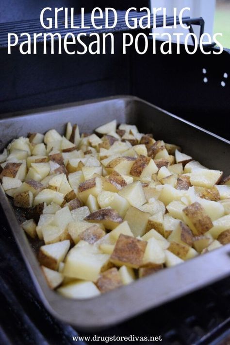 These super easy to make Grilled Garlic Parmesan Potatoes are the perfect side dish for your grilled dinner. Grilled Parmesan Potatoes, Parmesan Potato Recipe, Potato Side Dishes Easy, Grilled Garlic, Instead Of Running, Garlic Parmesan Potatoes, Leftover Potatoes, Garlic Roasted Potatoes, Grilling Sides