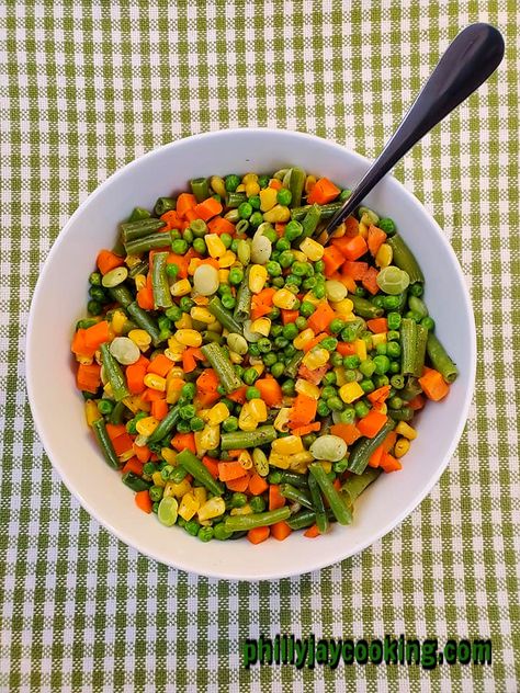 Frozen Mixed Vegetables – Philly Jay Cooking Vegetable Salad, Mixed Vegetable Salad Recipes, Frozen Mixed Vegetable Recipes, Jay Cooking, Frozen Vegetable Recipes, Mix Vegetable Recipe, Frozen Mixed Vegetables, Vegetable Salad Recipes, Frozen Veggies