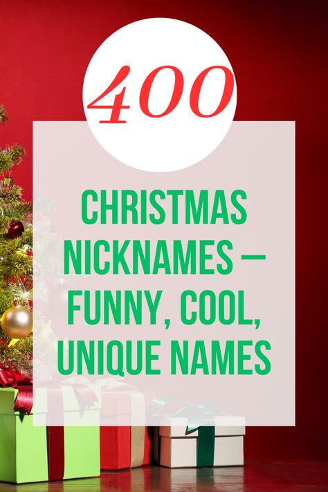 Spice up the holiday season with our list of over 400 Christmas nicknames! 🎄✨ Whether you're seeking something funny, cool, or uniquely festive, we got you covered. Perfect for personalizing holiday greetings, naming your Christmas party characters, or just adding a touch of festive fun to your convos. From whimsical & witty to charming & unique, find a nickname that captures the spirit of the season. #ChristmasNicknames #FestiveFun 🎅🌟 Click to find the perfect Christmas-themed name! Christmas Party Name Ideas, Christmas Names Ideas, Christmas Spam Names For Instagram, Christmas Nicknames, Christmas Usernames, Christmas Party Theme Names, Christmas Initials, Funny Nutcracker, Name That Tune