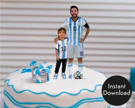 Messi Cake Ideas, Messi Cake, Argentina Soccer Team, Messi Birthday, Cake Topper Printable, Soccer Cake, Ronaldo Pictures, Soccer Birthday Parties, Argentina Soccer