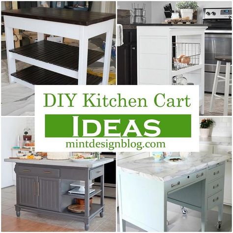 Diy Butcher Block Island On Wheels, Kitchen Cart Ideas Diy, Diy Kitchen Trolley, Kitchen Cart Ideas, Diy Butcher Block Island, Butcher Block Cart, Small Kitchen Cart, Diy Kitchen Cart, Farm Style Kitchen