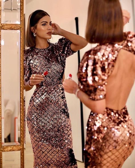 Cheap Party Dresses, Party Dresses Online, Looks Party, Party Kleidung, Cocktail Party Dress, Metallic Dress, Mode Inspo, Style Chic, Sequin Dress