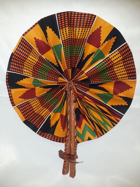 Fabric Hand Fan, African Inspired Decor, Folding Hand Fan, Pelo Afro, Kente Cloth, African Decor, Hand Fans, Folding Fan, Handmade African