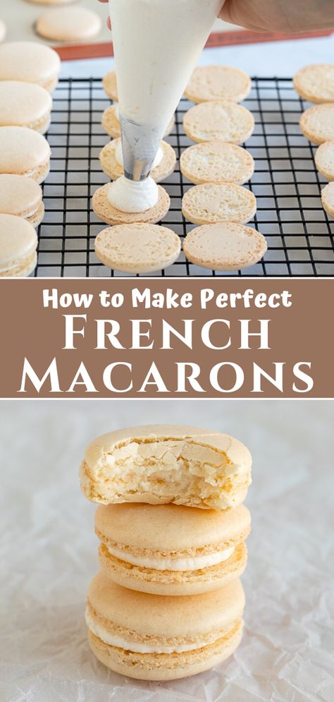 Patisserie, Easy French Macaron Recipe, Best Macaron Recipe, Macaroon Filling, Easy Macaroons Recipe, French Macaron Recipe, Macarons Recipe Easy, French Macaroon Recipes, French Macarons Recipe