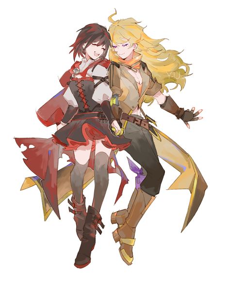 Ruby Rose and Yang Xiao Long. Rwby Rose, Rwby Red, Red Like Roses, Persona Anime, Rwby Ships, Rwby Characters, Rwby Comic, Team Rwby, Rwby Fanart