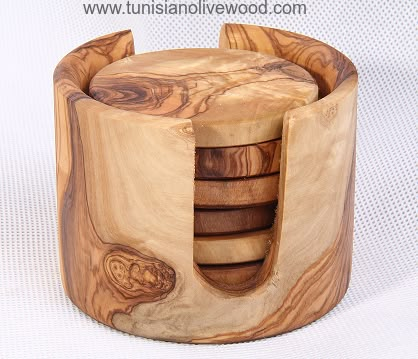 Tunisian Olive Wood Coasters in holder set of 6 -Tunisia Cafe And Bar, Wood Shop Projects, Rustic Cabin Decor, Diy Holz, Christmas Wood Crafts, Wood Turning Projects, Wooden Projects, Into The Woods, Wood Lathe