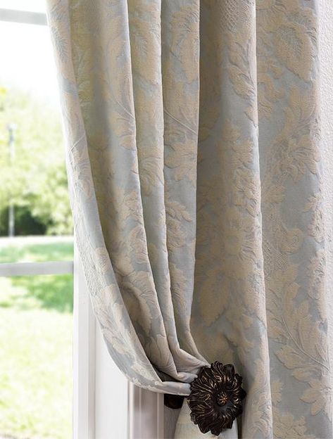 Mayfair Light Blue Cotton Damask Curtains Blue Curtains Living Room, Light Blue Curtains, Curtain Designs For Bedroom, Teal Rooms, Curtains Blue, Damask Curtains, Half Price Drapes, Victorian Bedroom, Plain Curtains