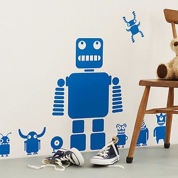 Robots And Aliens Wall Sticker Set Robot Bedroom, Ideas Decoracion Salon, Robot Room, Boys Wall Stickers, Personalized Wall Decals, Kids Bedroom Walls, Childrens Wall Stickers, Playroom Wall Art, Kids Wall Decor