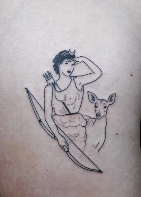 ✨Artemis✨ goddess tattoo Greek Goddess Tattoo, Artemis Tattoo, God Tattoos, Deer Tattoo, Goddess Tattoo, Mythology Tattoos, Poke Tattoo, Tattoo Outline, Arte Sketchbook