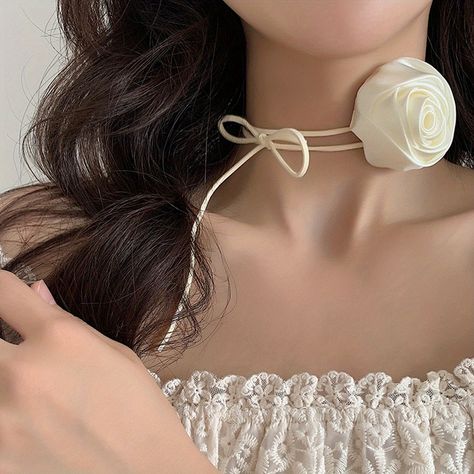 Faster shipping. Better service Rose Choker, Flower Choker, Neck Accessories, Satin Roses, Sewing Party, Silk Roses, Flower Accessories, Mua Sắm, Dream Jewelry