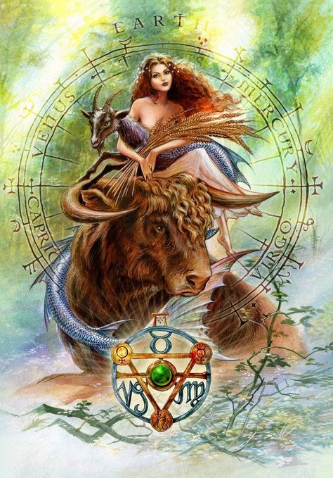 The Earth Signs ~ Taurus, Virgo, & Capricorn Capricorn Pendant, Taurus Art, Alchemic Symbols, Capricorn And Virgo, Taurus Virgo, Zodiac Signs Taurus, Astrology Art, A Bull, Aries Taurus