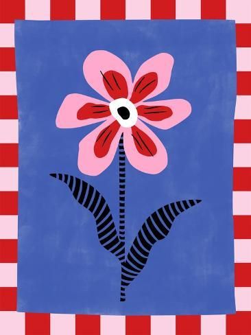 size: 12x9in Photographic Print: 3X4 Aspectratiomixed28 by Elena Ristova : Home Art Prints, Welcome Home Illustration, Fun Patterns To Paint, Fun Wall Prints, Red And Pink Painting Ideas, Pink Red Illustration, Retro Flower Painting, Pink Color Combinations, Funky Art Prints