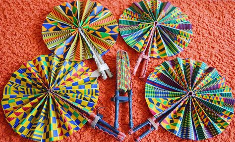 The AfroFusion Spot: Giveaway: Stylish African Print Fans, afrucan, african print, ankara, fan, accessory, african accessory, hot, kente, orange, ghana African Wedding Theme, African Theme, African Crafts, African Accessories, Fan Decoration, Hand Fans, Boho Dekor, African Print Fabric, Wax Print