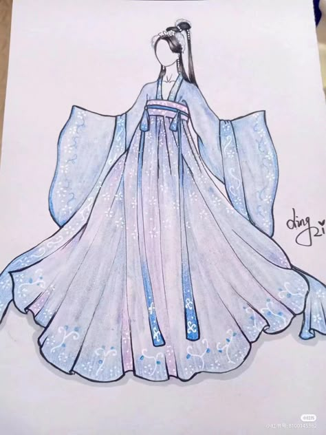 Hanfu Drawing Reference, Hanbok Sketch, Hanfu Drawing, Hanbok Drawing, Japanese Kimono Dress, Cute Cartoon Food, Korean Illustration, Costume Design Sketch, Fashion Drawing Sketches