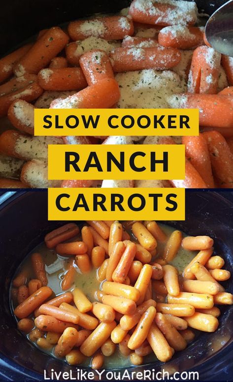 Slow Cooker/Crock Pot Ranch Carrots Crock Pot Carrot Recipes, Crock Pot Carrots Slow Cooker, Carrots And Potatoes Crockpot, Potato And Carrot Recipes Slow Cooker, Crockpot Carrots Savory, Carrots In The Crockpot, Ranch Carrots Crockpot, Crock Pot Carrots Glazed, Carrots In Crockpot