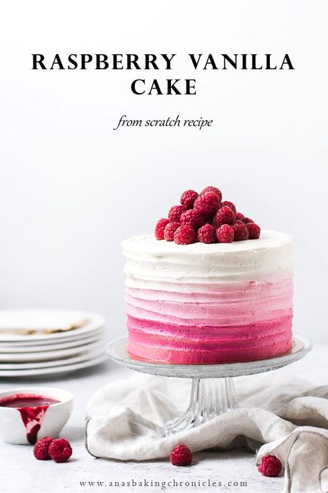 Vanilla Cake From Scratch, Classic Vanilla Cake, Raspberry Buttercream Frosting, Homemade Raspberry Jam, Raspberry Buttercream, Raspberry Cake, Raspberry Jam, Easy Cookie Recipes, Easy Cake Recipes