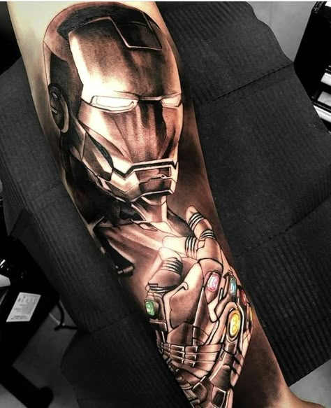 Marvel Tattoo Ideas For Men, Marvel Tattoo Sleeve, Mjolnir Tattoo, Iron Man Tattoo, Rare Tattoos, Spiderman Tattoo, Avengers Tattoo, Nerdy Tattoos, Man Tattoo