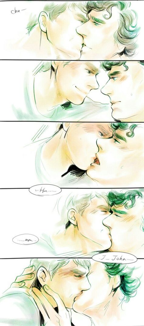 Sherlock Kiss, Johnlock Fanfiction, Johnlock Fanart, Sherlock Holmes John Watson, John Lock, Sherlock Art, Elementary My Dear Watson, Sherlock Holmes 3, Benedict Sherlock